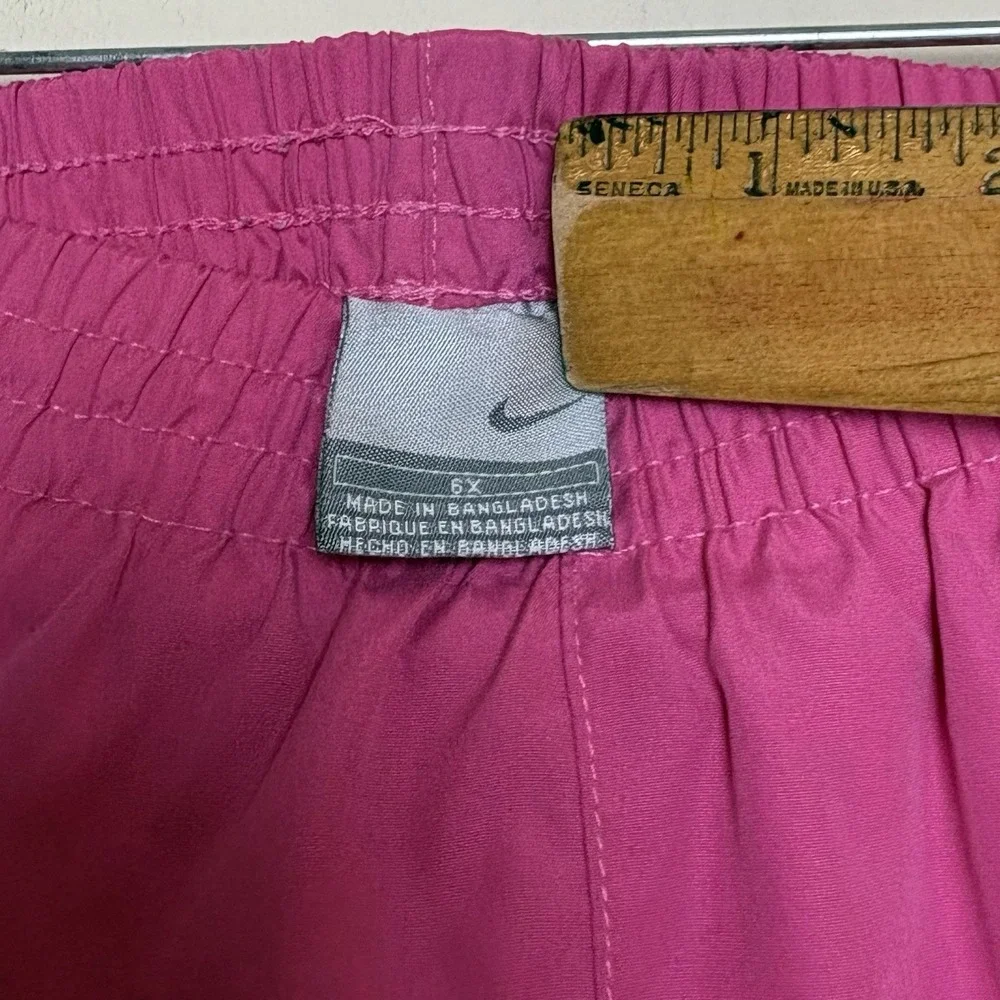 Vtg Y2K Nike Track Pants Logo Size 6 Kids Pink Cargo Mesh Lined